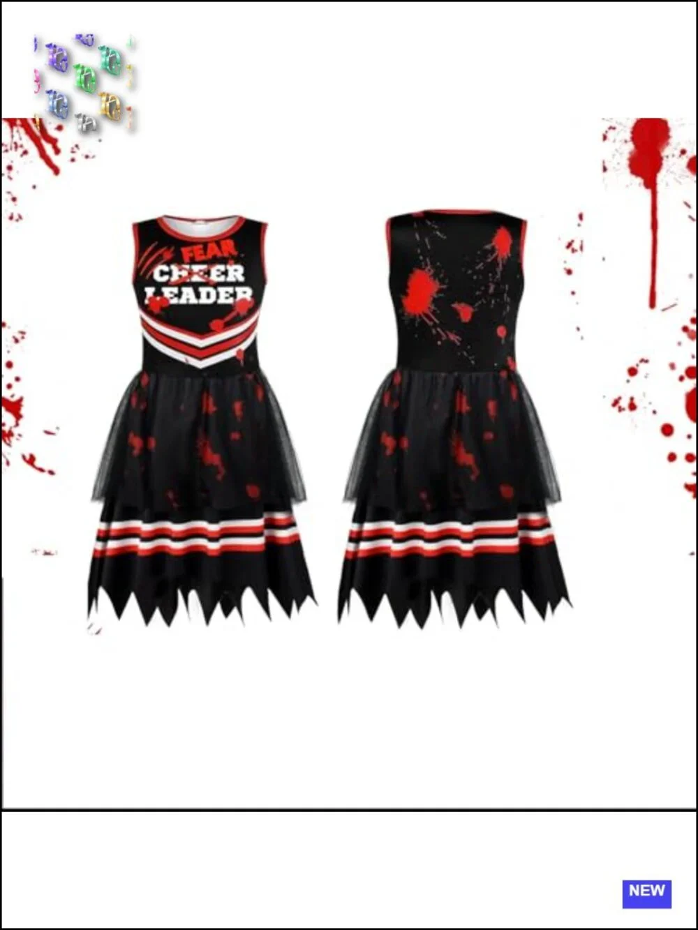 Girls Zombie Cheerleader Costume Halloween Party Outfit